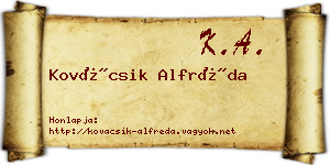 Kovácsik Alfréda névjegykártya